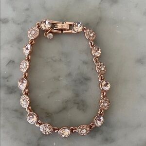 GIVENCHY Rose Gold Tennis Bracelet with Clear Crystals